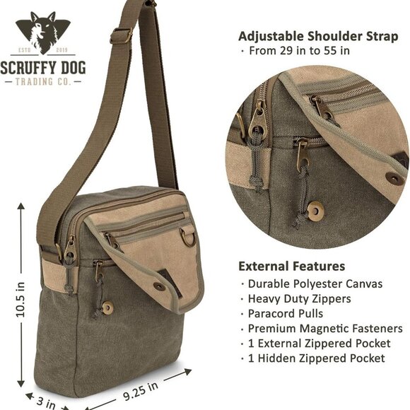 Crossbody Messenger Bag for Men and Women - Canvas Shoulder Bags with Adjustable - Picture 3 of 7
